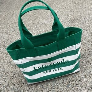 NWOT Green Stripe Kate Spade Tote